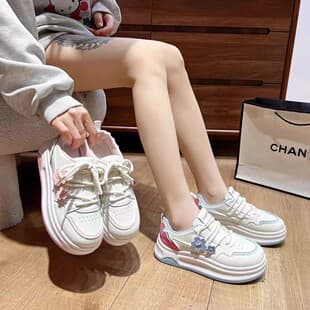 2026 New Butterfly White Sneakers Summer, Thick Sole Height-Increasing Bread Shoes, Casual Sport Sneakers for Women