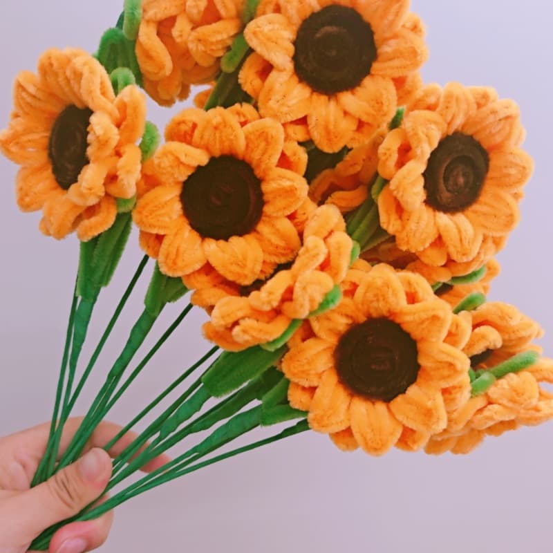 Finished Single Sunflower DIY Twist Stick Bouquet, Teacher's Day Gift, Graduation Gift, Valentine's Day Flower