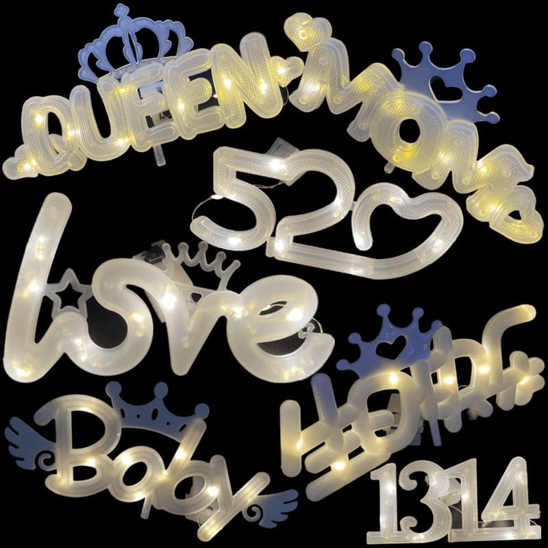 LOVE confession light, birthday 520 decorative letter lights, bouquet cake light, 1314 queen solar firefly light