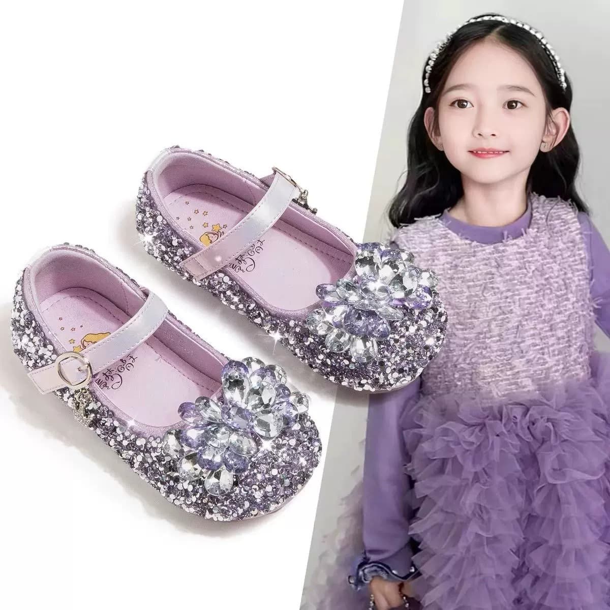 Girls Princess Shoes 2025 New Style Children Shoes Crystal Shoes Spring Summer Leather Shoes Toddler Shoes Soft Sole