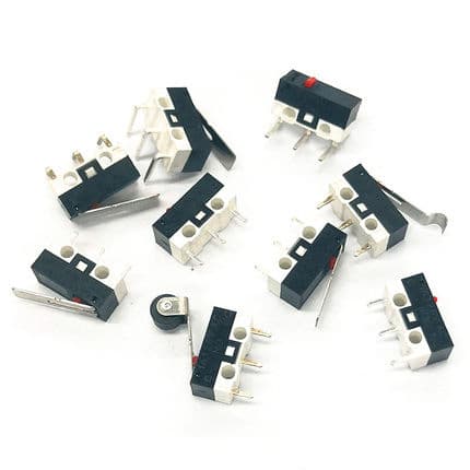KW10 Mouse Micro Switch Three-Pin Tact Micro Switch Left/Right Bend Roller with Lever Micro Switch 8.5