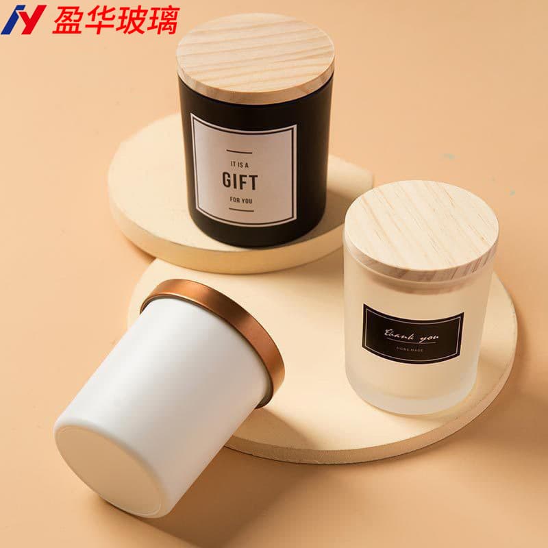 Glass Candle Cup Colorful Scented Candle Jar with Lid 200ml Glass Cup 300ml Candle Holder Straight Edge Jar In Stock