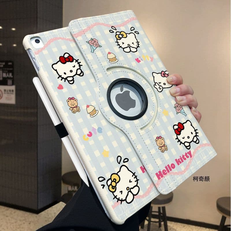 Hello Kitty Compatible iPad 2025 Case 9th Gen 8th Gen Anti-Drop Pro11 Rotating Leather Case Air7/6 New