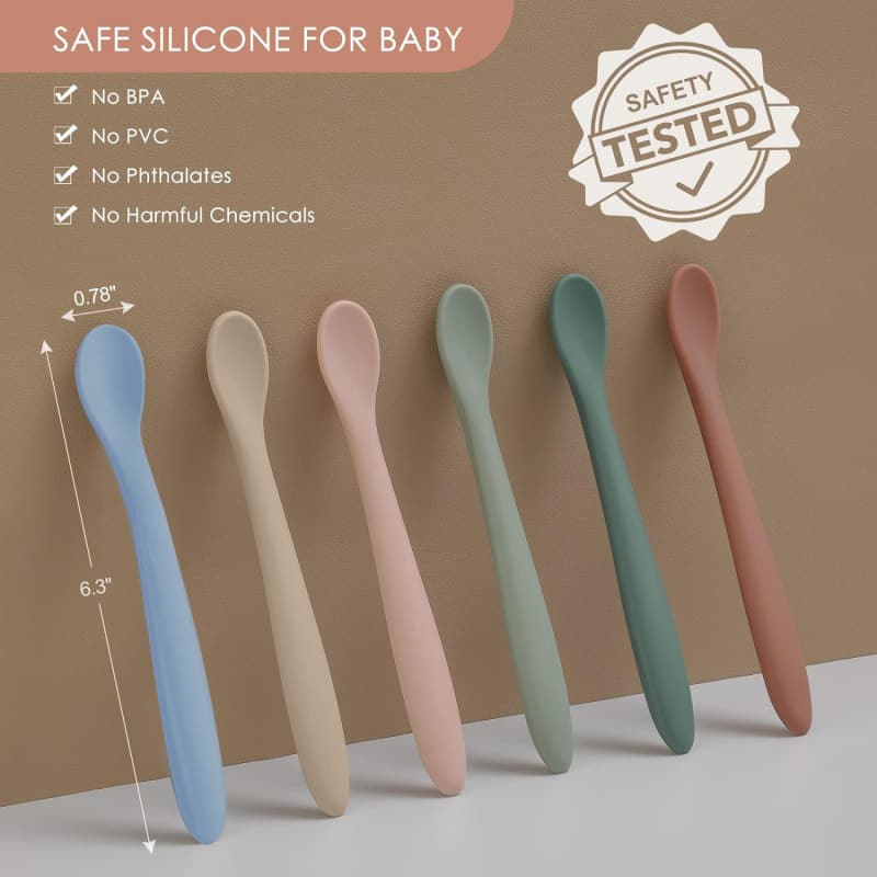 Baby food-grade silicone long twist spoon children's learning to eat training tableware infant feeding complementary food spoon