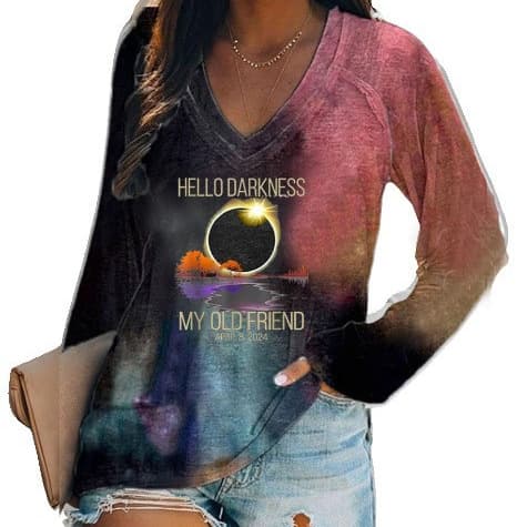 Cross-border Summer Women's Casual V-Neck Long Sleeve Printed T-Shirt, Direct from Manufacturer