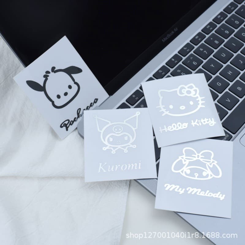 Sanrio cute cartoon journal stickers for children, waterproof transparent metal stickers, simple gift box decoration.