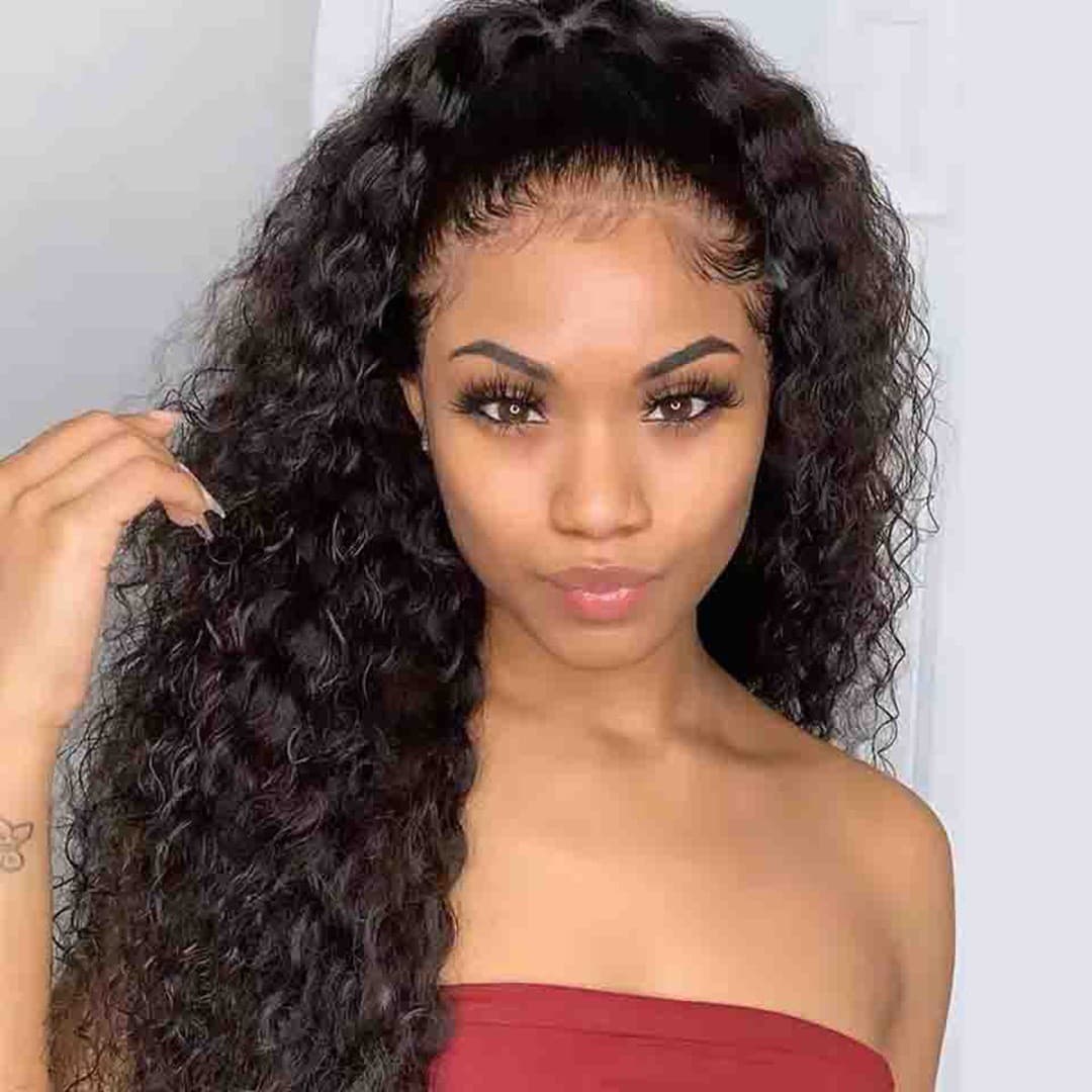 European and American Real Human Hair Women's 13x4 Curly Lace Front Human Hair Wig