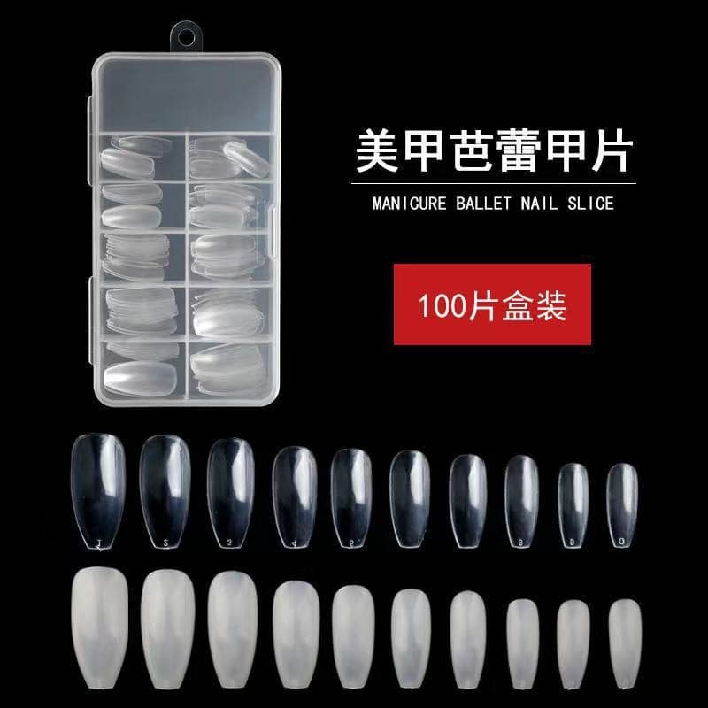 Manicure Ballet Nails, Full Nail Patches, Natural Color Fake Nails, Finished Pointed Nails, 100 Pieces in Box