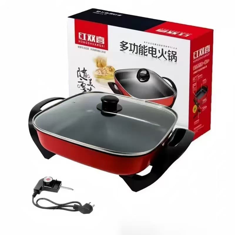 Double Happiness Dual-Function Hot Pot and Grill Pan, Home Multi-Purpose Electric Grill, Korean BBQ Electric Hot Pot, Gift Wholesale