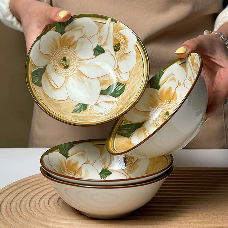 Special 9.9 yuan 6-inch noodle bowl, microwave-safe, large soup bowl, ceramic glazed household rice bowl