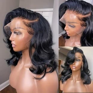 Short Curly Wig for Export to Europe and America, Large Wave Medium-Long Front Lace Wig