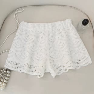 Soft Lace Crochet Cutout Embroidery Shorts, Summer Layering Anti-Exposure Safety Shorts, Loose Slimming Shorts