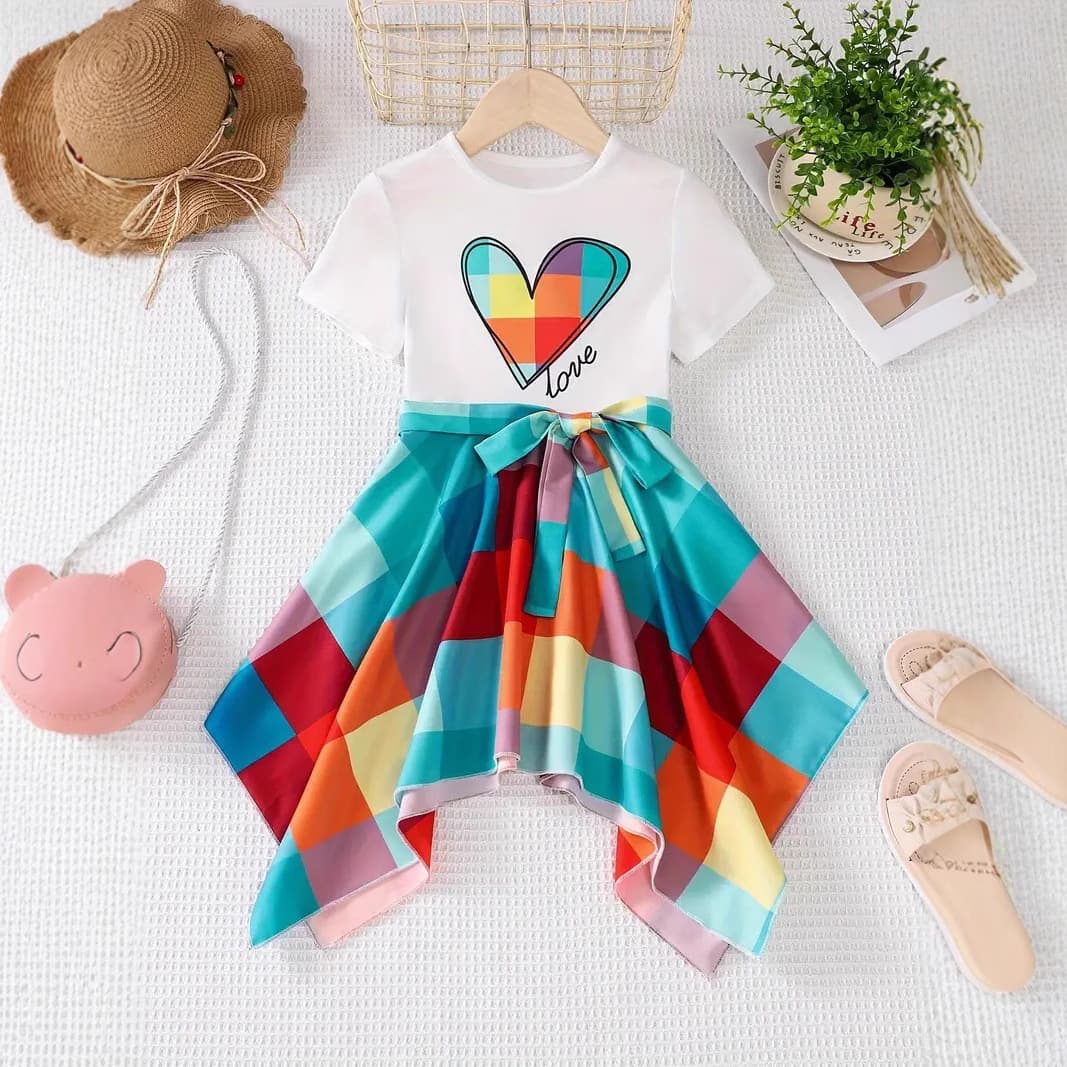 Girls Princess Party Dress with Bow for Birthday Photoshoot