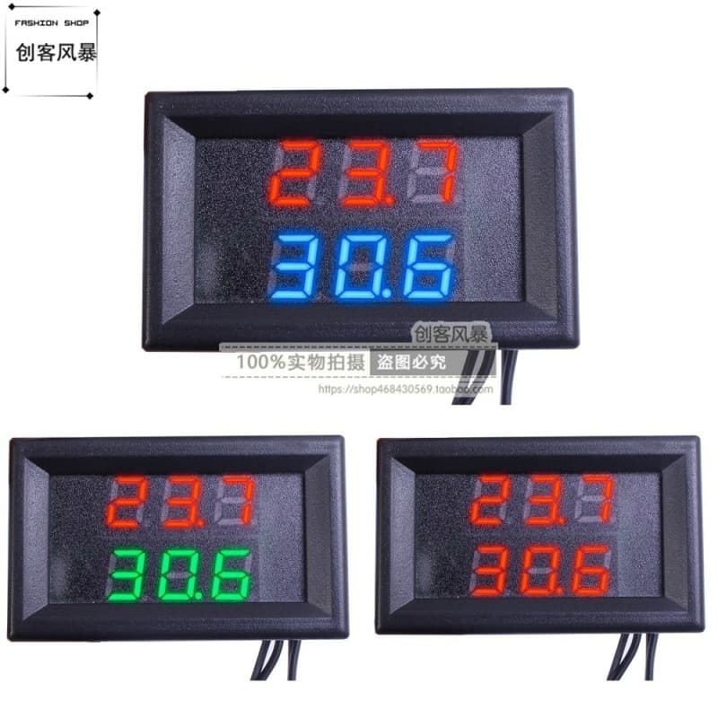 High-Precision Dual-Display Digital Thermometer, Car Temperature Gauge with Metal Probe