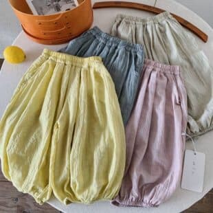 Kids Loose Mosquito-Repellent Pants Boys 2026 Summer New Toddler Solid Color Bloomers Baby Casual Long Pants for Girls Thin Style