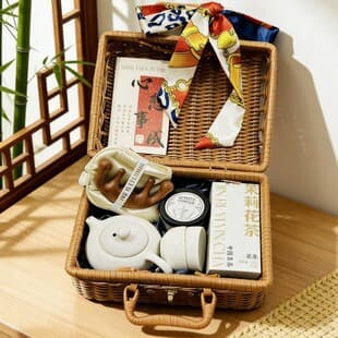 Vintage Rattan Handle Tea Set Dragon Boat Festival Bridesmaid Gift Premium Gift Box Wedding Bridesmaid Gift Giving