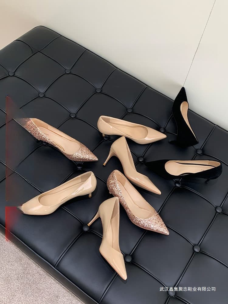 Celebrity Style Pointed Toe High Heels for Women, Thin Heel Wedding Shoes, New Genuine Leather Pumps