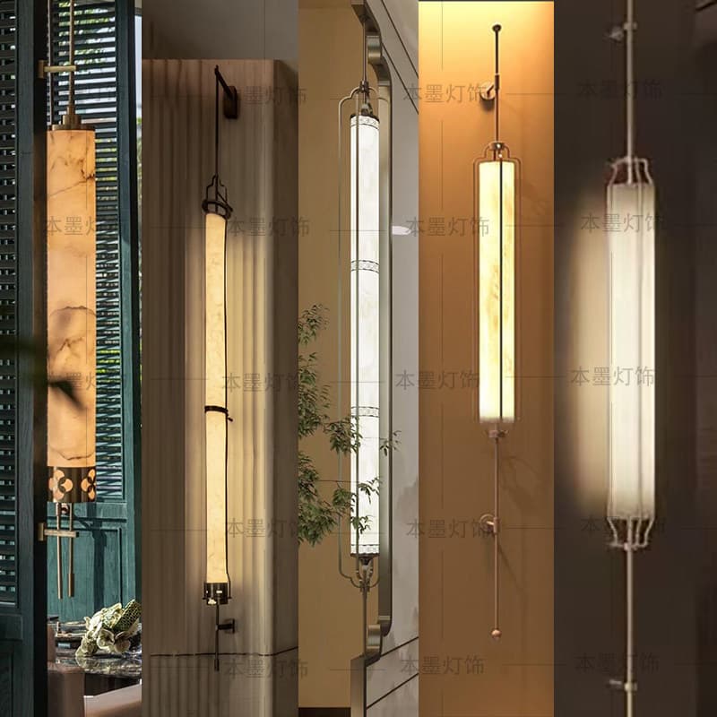 New Chinese Style Hotel Club Corridor Wall Lamp, Sales Office Villa Living Room Background Wall Floor-to-Ceiling Wall Lamp