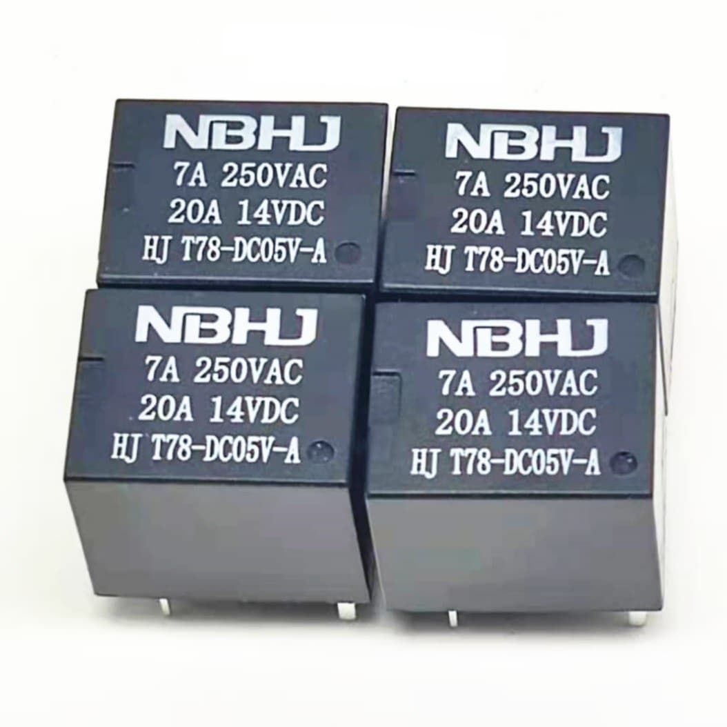 Wholesale T78 5V/12V/24V relay, normally open type, 4-pin, 14V-20A, coil power 0.36W.