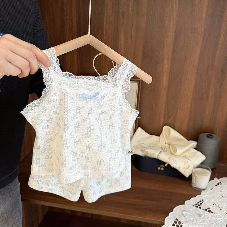 Baby girl home clothes set baby girl summer outer wear girls camisole shorts two-piece set ins