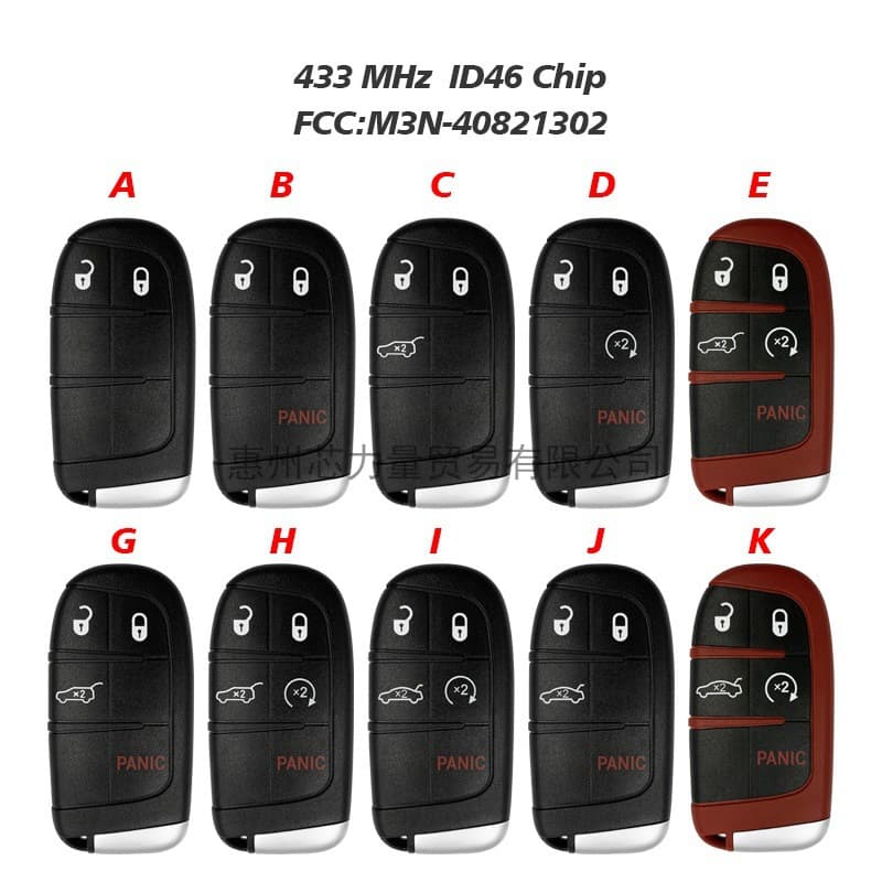 For Jeep Dodge Chrysler 2/3/4/5 Button Key M3N40821302 46 Chip 434MHZ