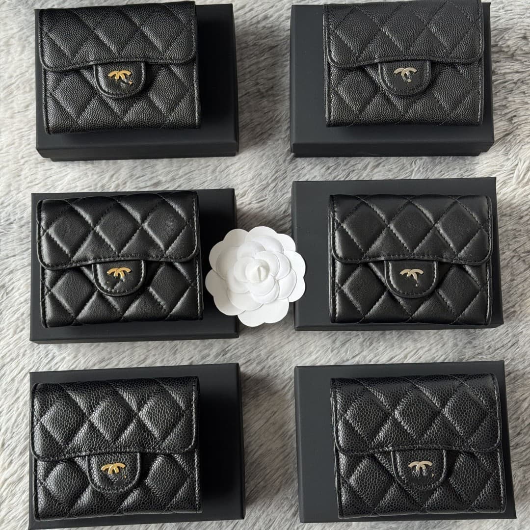 High-Quality Bestseller Chanel-Style Caviar Diamond Quilted Unisex Genuine Leather Coin Purse Multi-Functional Large Capacity Wallet