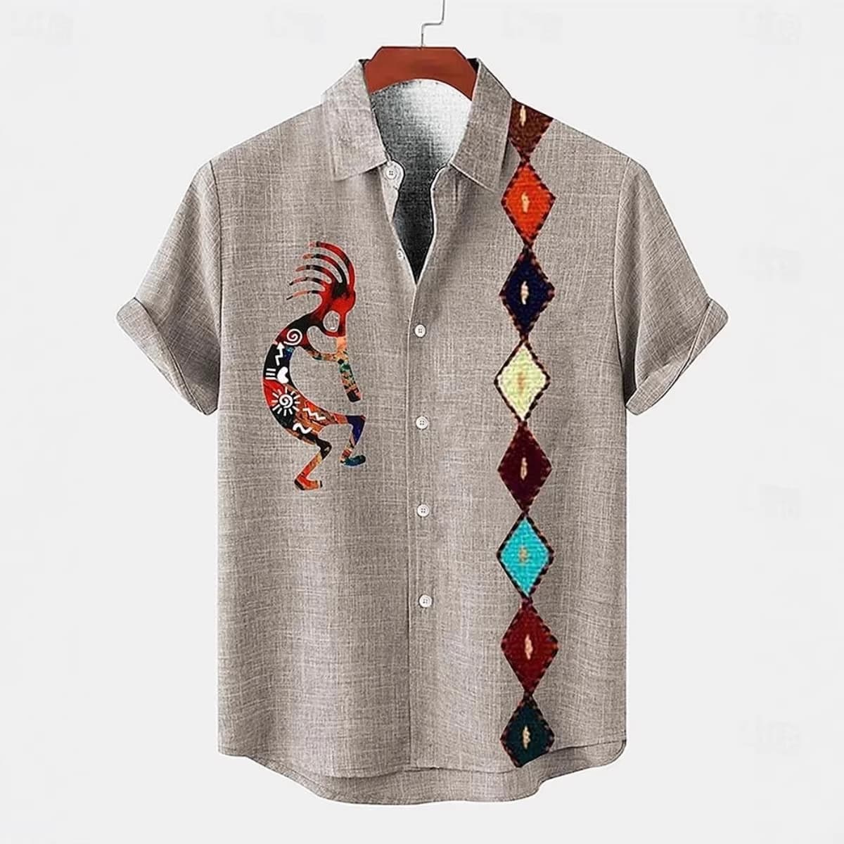Cross-Border Amazon Independent Site Men's Short-Sleeved Shirts, Fashionable and Casual Street Outdoor Shirts, Linen Shirts
