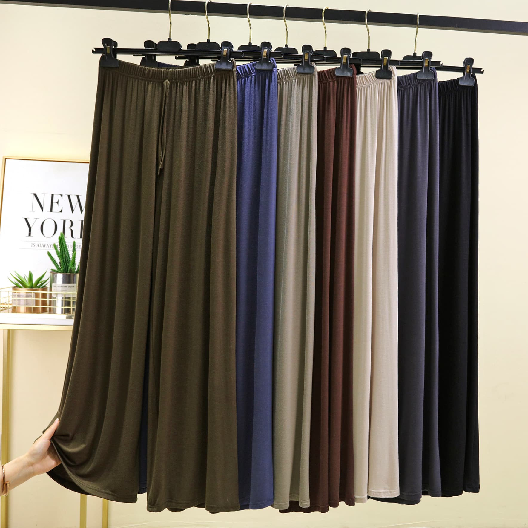 Modal Casual Pants Women High Waist Wide Leg Pants Summer Thin Outdoor Floor-Length Sun Protection Straight Leg Pants Plus Size Long Pants