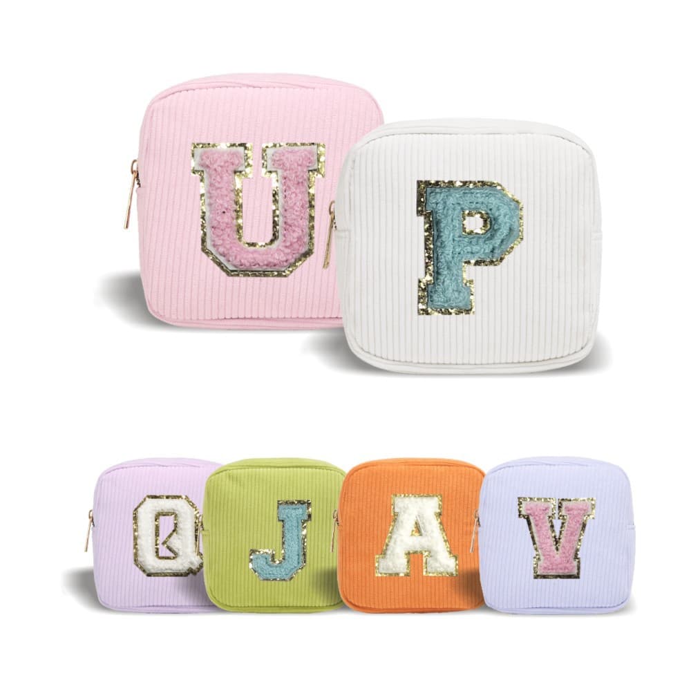 In Stock Letter Corduroy Storage Bag Korean Style Coin Purse Portable Lipstick Storage Bag Pouch Skincare Travel