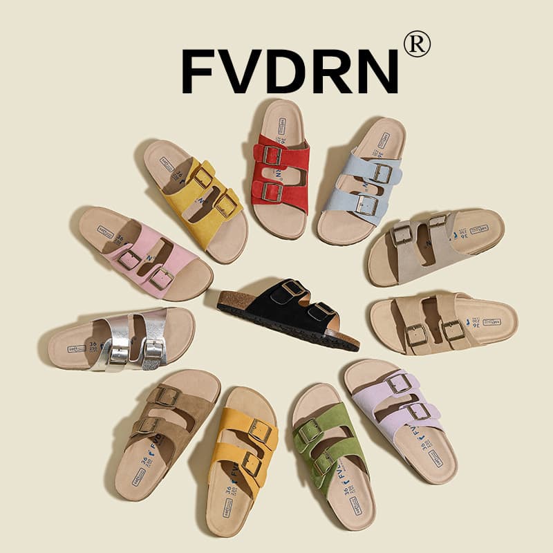 Genuine Leather Birkenstock Sandals Women Suede Beach Shoes Non-slip 2025 Summer Outdoor Flat Bottom Birkenstock Sandals