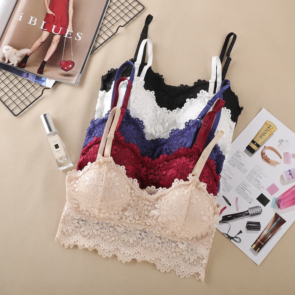 Sunflower Fairy Lace Corset Backless Bra Heavy Craft Non-Wire Seamless Camisole with Pads Women