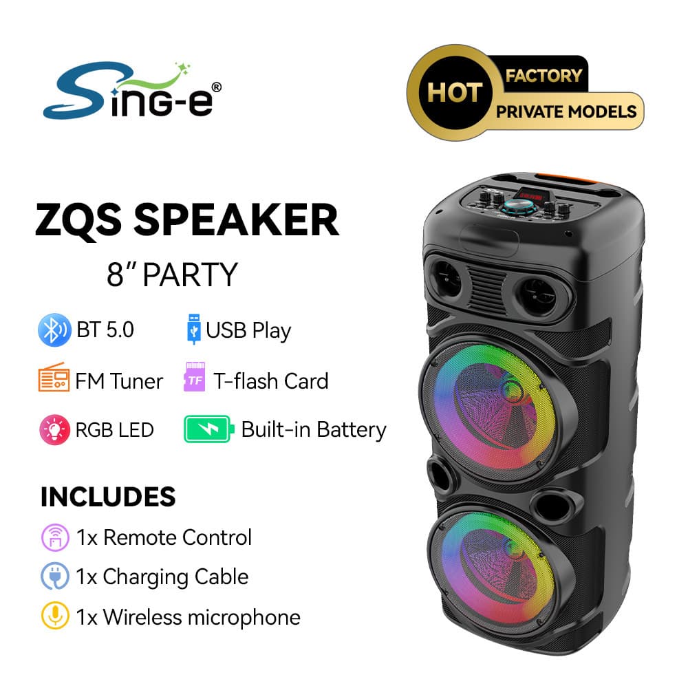 Sing-eZQS8210S Outdoor Bluetooth Speaker for Performances, Home Karaoke with Microphone, Large Sound