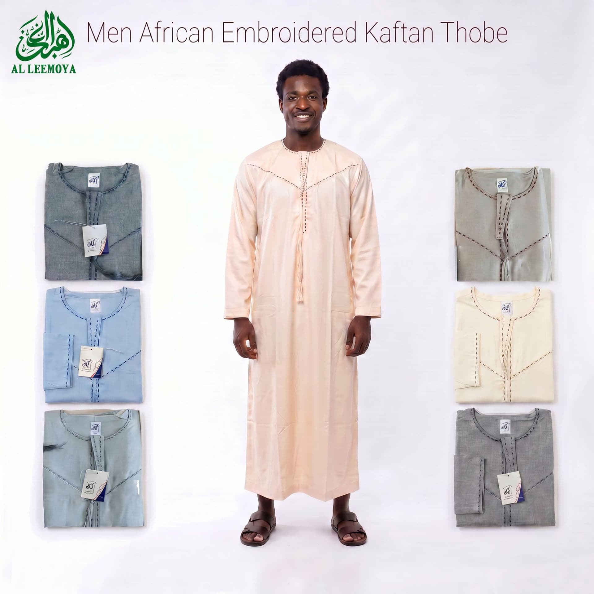 2026 New Men's Thobe with Tassels Amazon Long Robe Traditional Men's Tunic Cross-Border