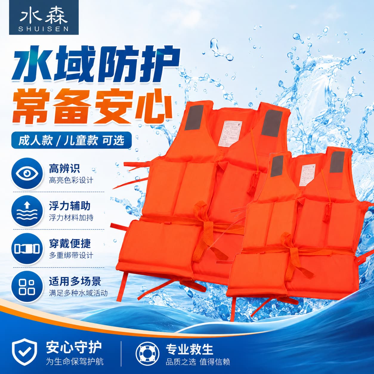 Thickened Oxford Life Jacket Adult Work Drifting Swimming Life Jacket 200D Boat Use Life Jacket Water Sports Safety Gear