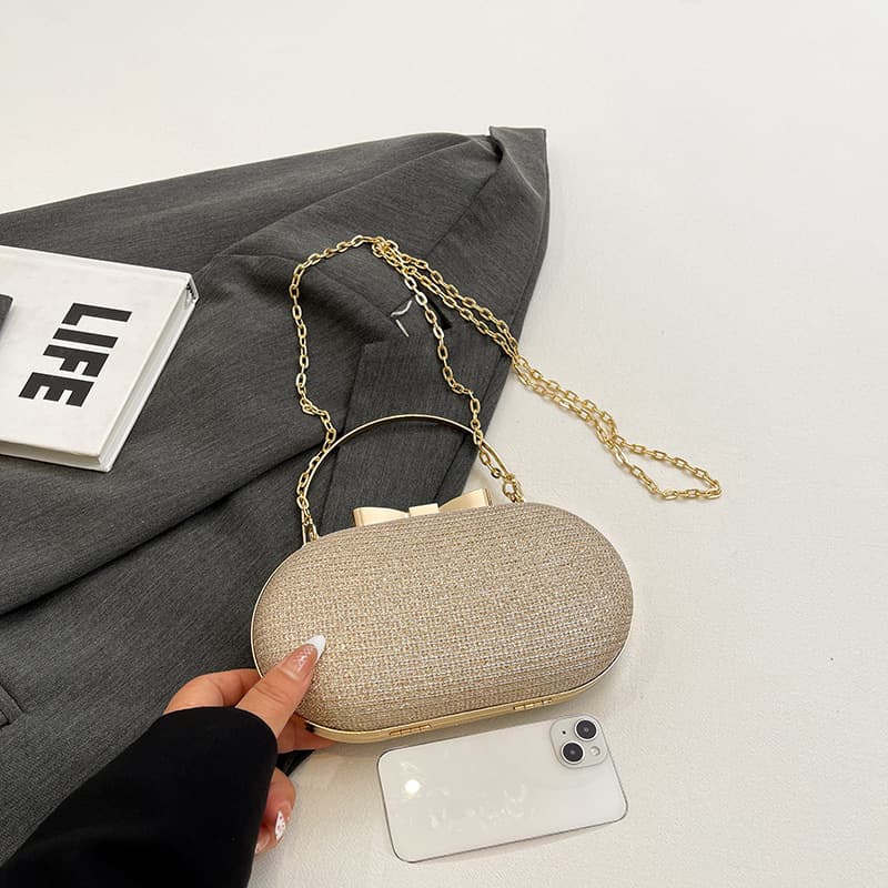 2025 New Crossbody Evening Bag with Bowknot, Mini Chain Bag, Elegant and Simple Women's Shoulder and Crossbody Bag