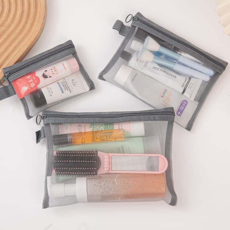 Cross-border Travel Storage Bag Cosmetic Bag Transparent Mesh Portable Simple Wash Bag Storage Bag Large Capacity Lipstick Bag
