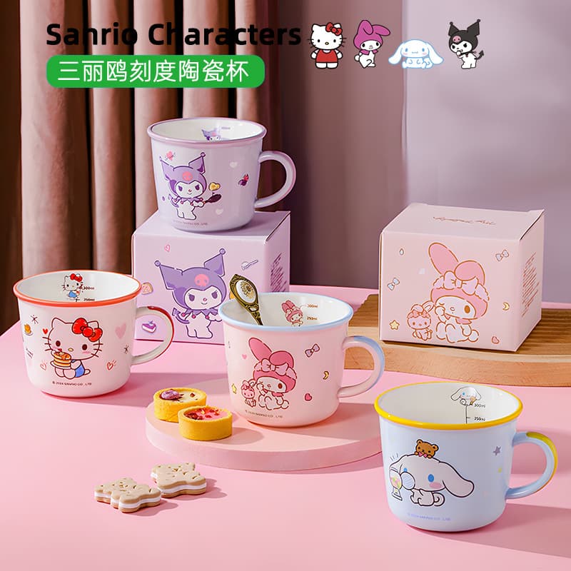 Genuine Sanrio Milk Cup Ceramic Cup Breakfast Mug Good-looking Girl Cute Gift Cartoon Scale Cup
