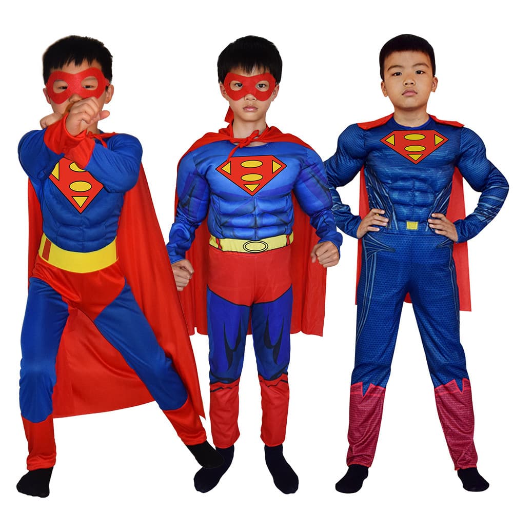 Halloween Superman stage performance onesie muscle costume cosplay children's role-playing hero outfit