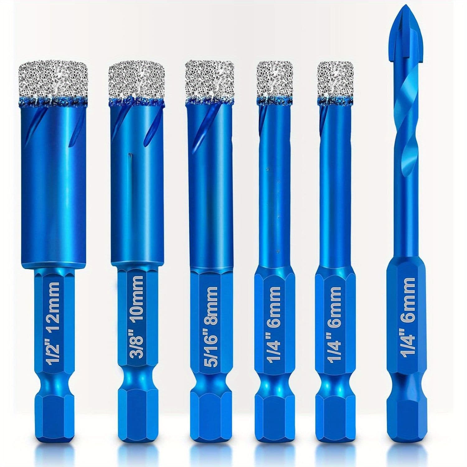 Cross-border blue granite drilling bit edge grinding hexagonal handle hole opener dry drilling all-ceramic vitrified tiles marble glass