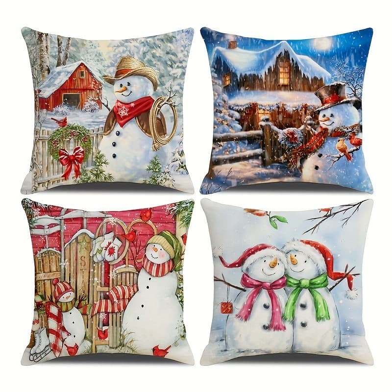 Factory direct sales popular Christmas snowman pillowcases car sofa decorative pillowcases with multiple options