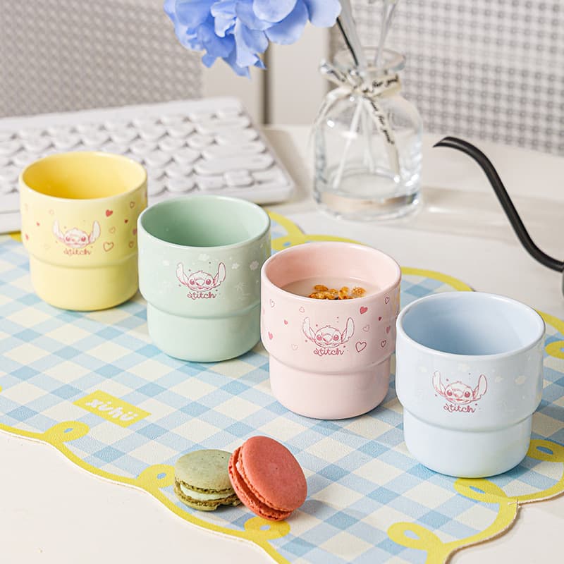 Stitch Ceramic Mug Cute Cartoon Stitch Mug Stitch Home Water Cup Set Children's Drinking Set