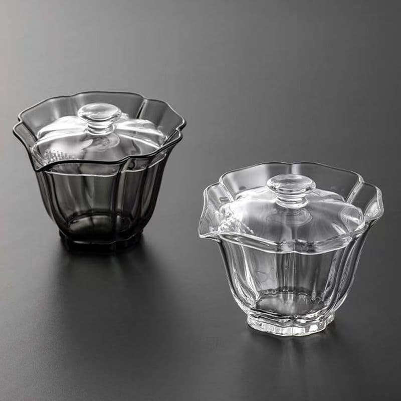 High-Quality Filter Heat-Resistant Transparent Glass Handmade Covered Bowl, Tea Brewing Bowl Cup Single Kung Fu Tea Set