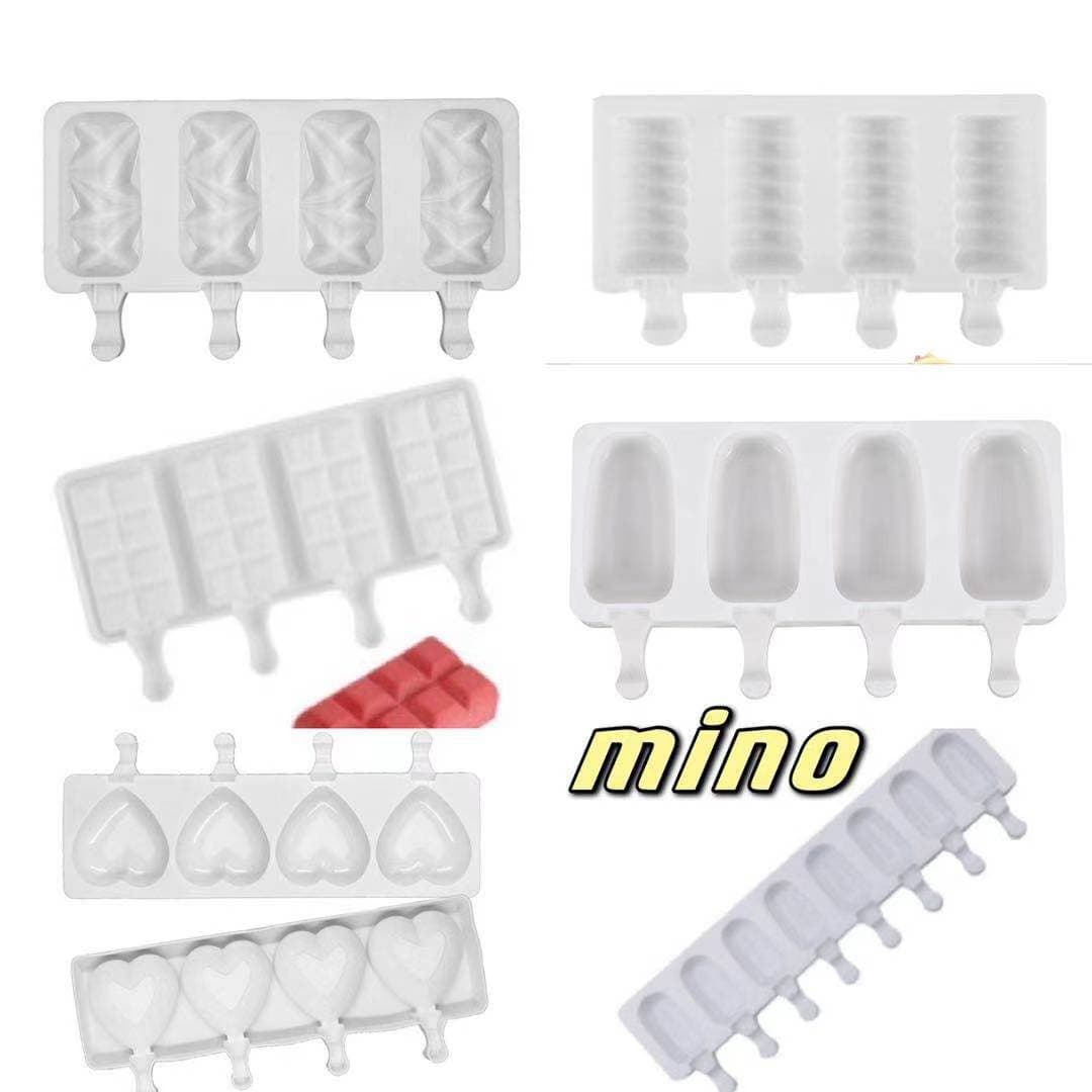 New Silicone 4-link Ice Cream Mold 8-link Popsicle Mold Heart-shaped Ice Cream Diy Four-link Rhombus Popsicle