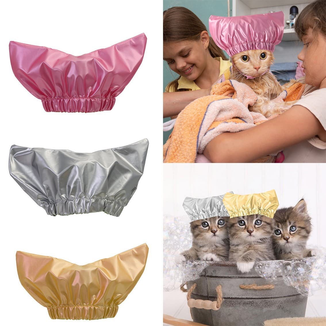 Pet Hat Cat Bathing Cap Waterproof Ear Cover Pet Hood for Cats and Dogs Bathing Cap