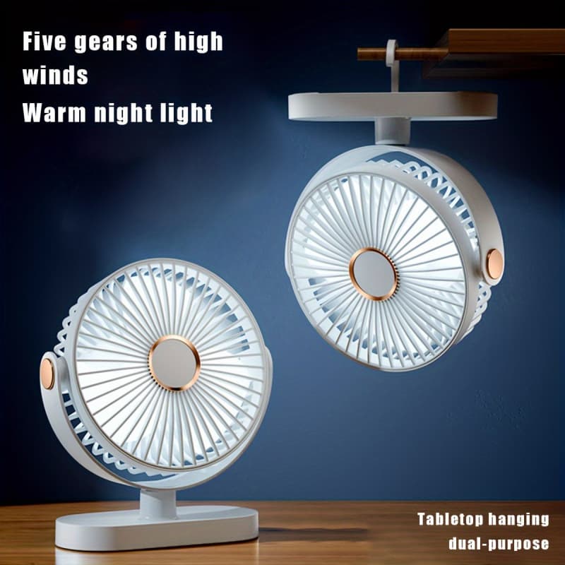 2026 New Portable USB Rechargeable Desk Fan with LED Light (5 Fans) - Cross-border Dropshipping Available