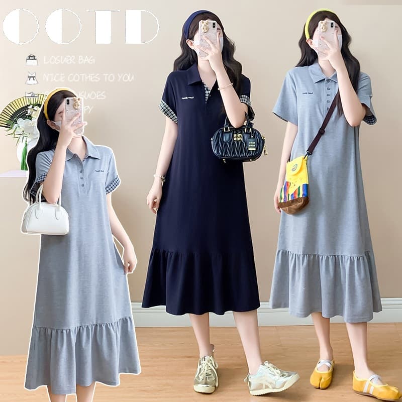 Maternity Summer 2026 Fashion Polo Collar Dress Women New Casual Lapel Maternity Dress