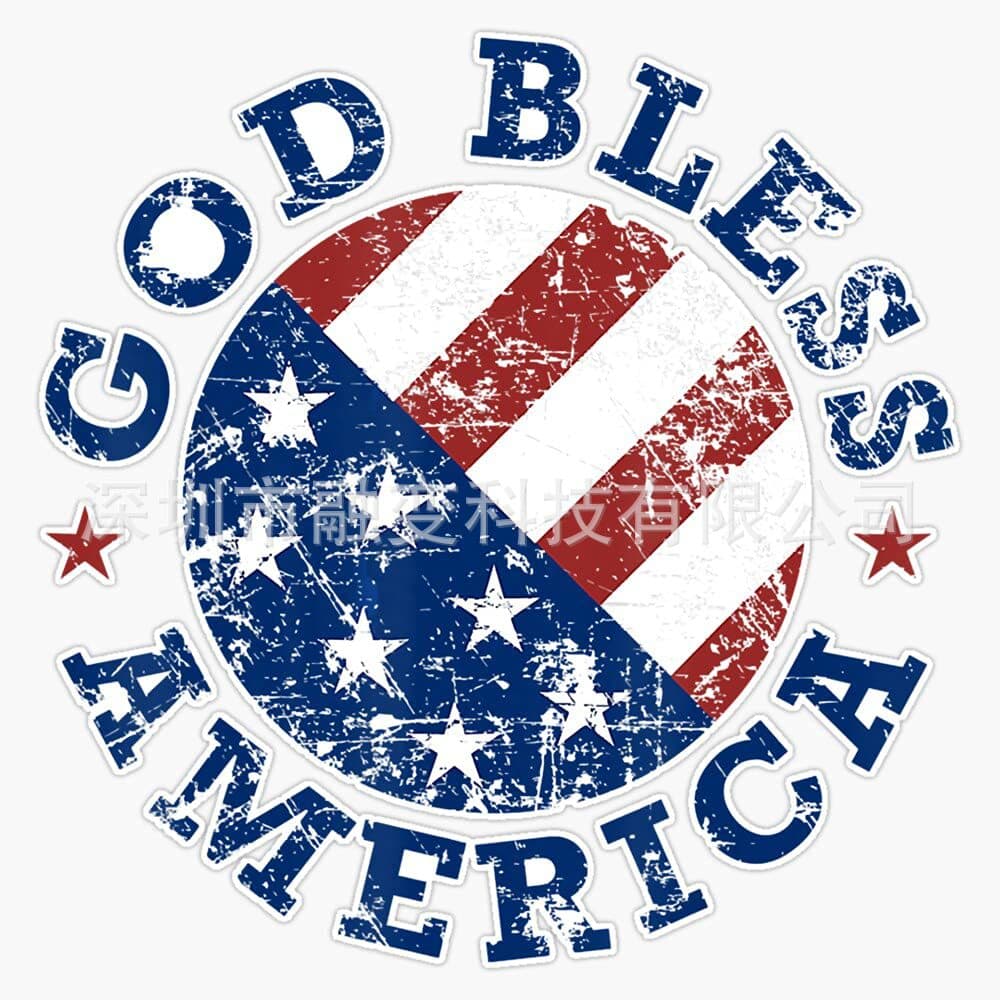 Shenzhen cross-border hot seller God Bless America Flag Independence Day sticker, 5 inches