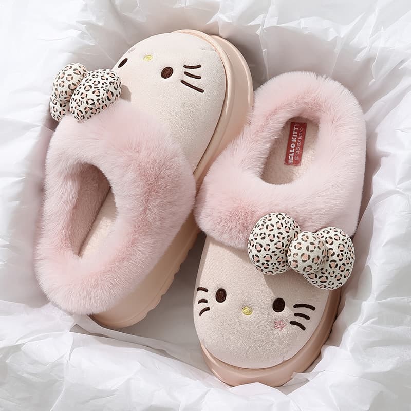 KT Cat Thick-Soled Birkenstock Cotton Slippers for Women, Winter Outer Wear, Plush Warm Home Indoor Non-Slip Cotton Slippers, Wholesale