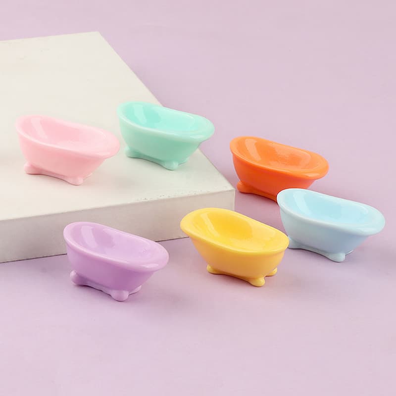 Mini Bathtub DIY Decoration for Dollhouse, Handmade Accessories, Cream Glue Craft Supplies