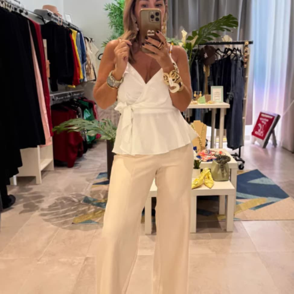 European and American Cross-Border 2026 Spring/Summer V-Neck Waist-Cinching Camisole Top for Women, Ruffle Trim Tie-Front Slimming Sleeveless Blouse